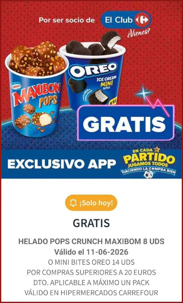 Regalo Por Compra Carrefour Tarrinas Helado Maxibon Pops Oreo Mini Cupon