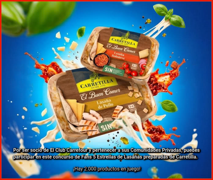 Sorteo Carrefour Comunidades 2000 Lasañas Carretilla