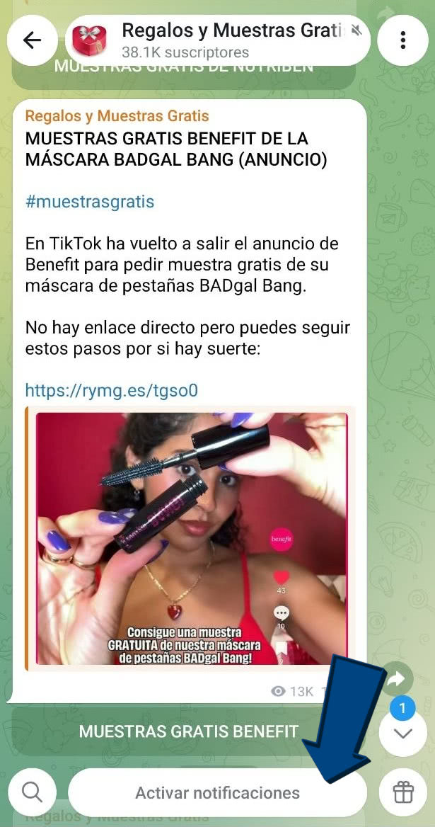 Regalosymuestrasgratis Telegram Notificar